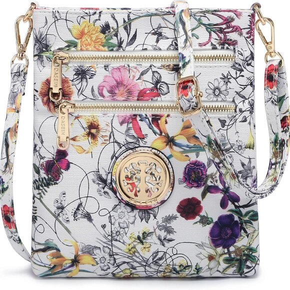 Fashionable Multi-Zipper Crossbody Purse - Adjustable Strap, Gold Hardware - Picture 1 of 6